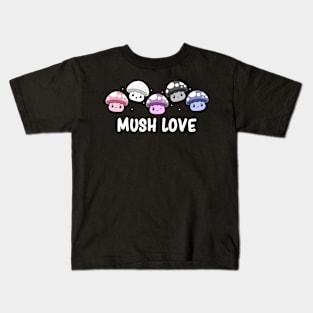 Genderfluid Pride Flag Month Cute Mushroom Kawaii Fungi Kids T-Shirt